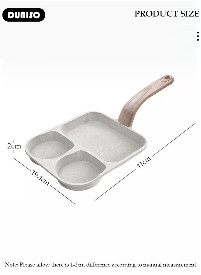 DUNISO Egg Steak Frying Pan, 3 in 1 Nonstick Pancake Omelette Pan for Gas and Induction Stove,Ergonomic Handle Stain Resistant,Cookware Omelette Pan for Healthy Breakfast Cooking  - Image 2