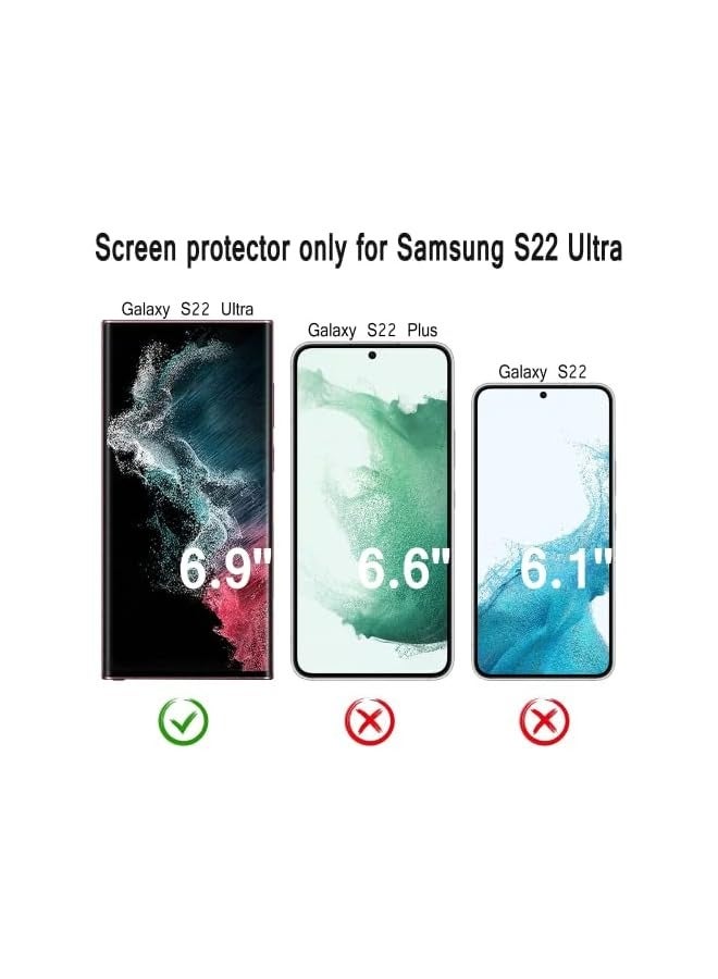 PROMASS Screen Protector for Galaxy S22 Ultra [2+2 Pack] S22 Ultra Tempered Glass Screen Protector with Lens Protector for Galaxy S22 Ultra, Clear - Image 2