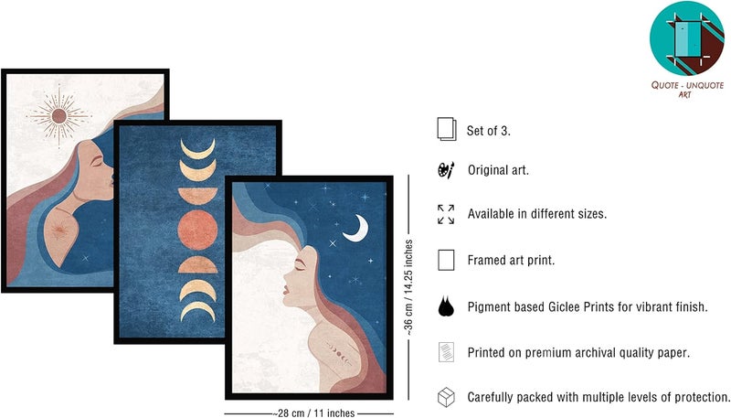 QUOTE - UNQUOTE ART Framed Modern Femme Theme Wall Art - Set of 3 - Image 5