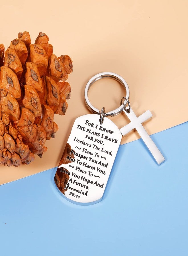 KINMES Christian Keychain Gifts for Men Women Religious Bible Verse Gifts Cross Key chain Inspirational Catholic Gift Jeremiah 29:11 Keychain Easter Baptism Communion Faith Serenity Prayer Gift - Image 3