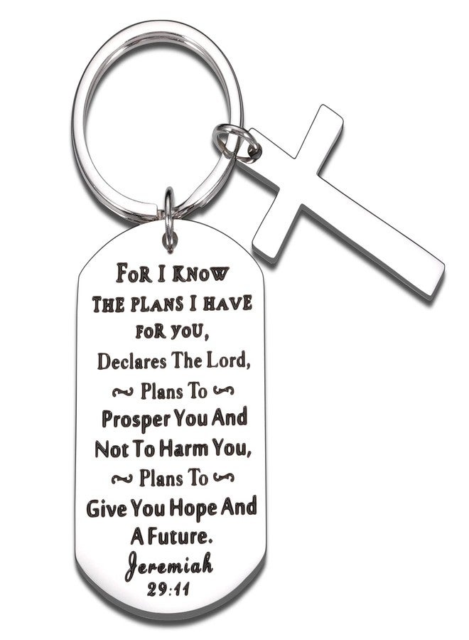 KINMES Christian Keychain Gifts for Men Women Religious Bible Verse Gifts Cross Key chain Inspirational Catholic Gift Jeremiah 29:11 Keychain Easter Baptism Communion Faith Serenity Prayer Gift - Image 1
