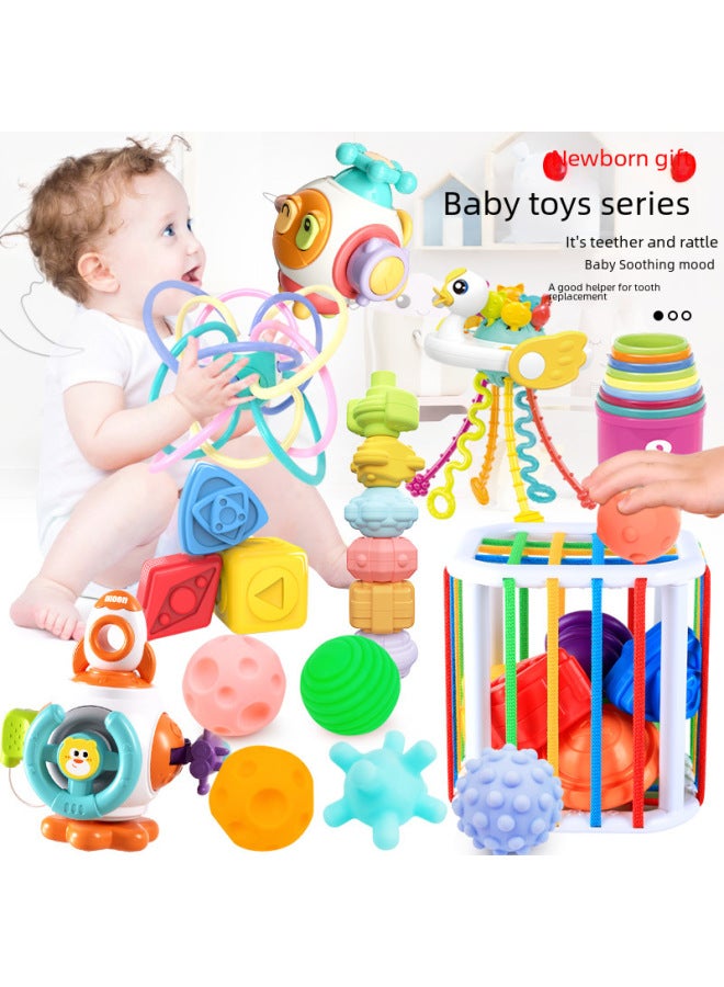 Baby Toy 3-6-12 Months Grit Baby Newborn Hand-held Rattle Manhattan Ball Sesler-Color:【english Color Box】 3-piece Set-bubble Blanzhuanle 213g - Image 2