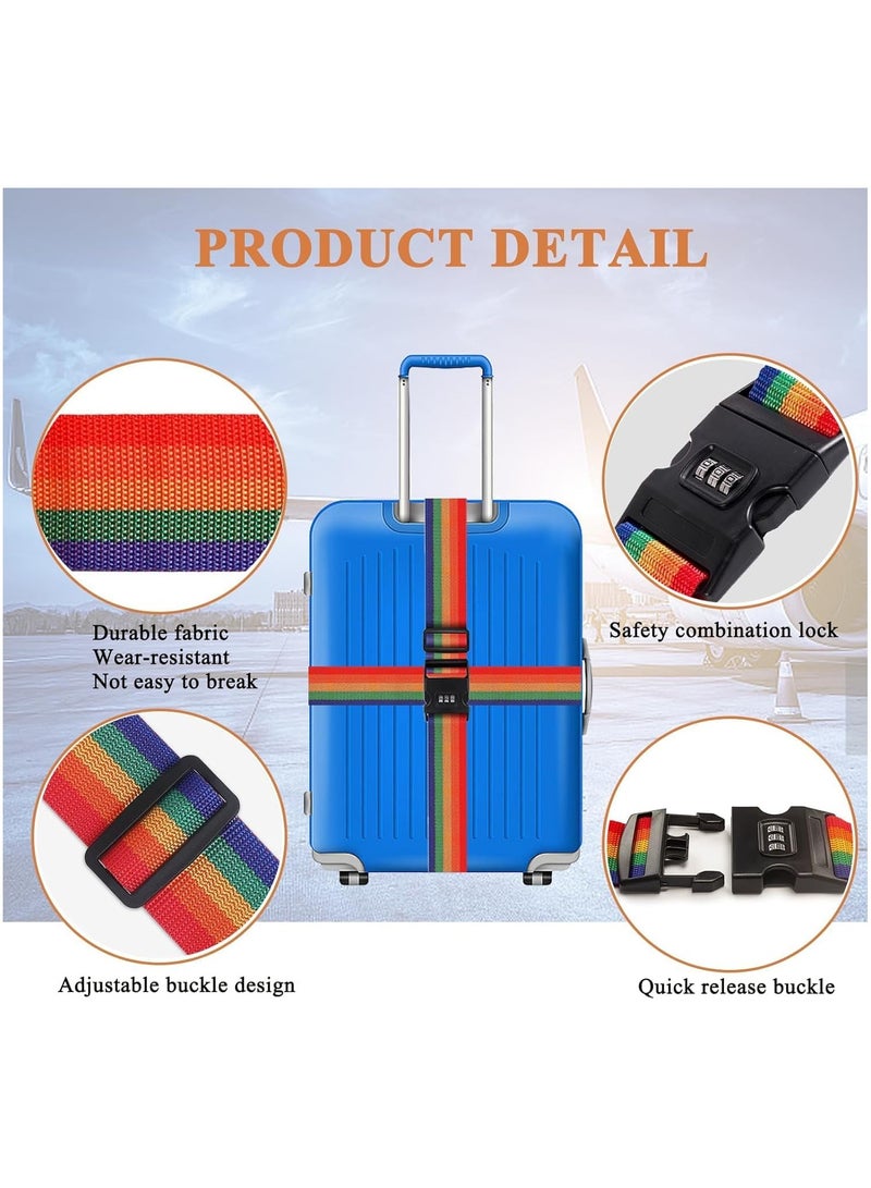 2pcs 5cm Luggage Straps with Password Lock Buckle, Multicolor Luggage Straps with Lock and Buckle Belt Length 180cm, Travel Luggage Straps Easily Recognizable  - Image 3