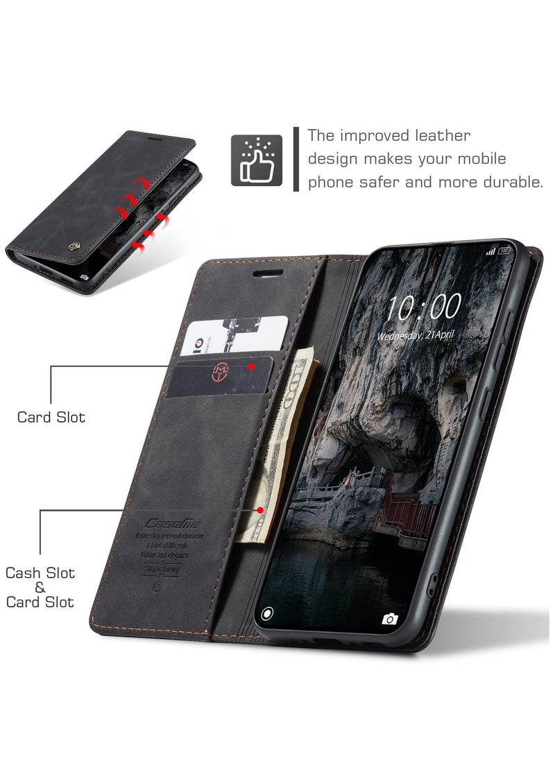 CaseMe For Xiaomi 15T Cover, PU Leather Flip Cover with Card Holder, RFID Blocking Magnetic Closure, Foldable Stand, Shockproof Protective Phone Case - Image 2