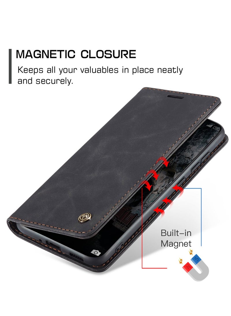 CaseMe For Xiaomi 15T Cover, PU Leather Flip Cover with Card Holder, RFID Blocking Magnetic Closure, Foldable Stand, Shockproof Protective Phone Case - Image 3