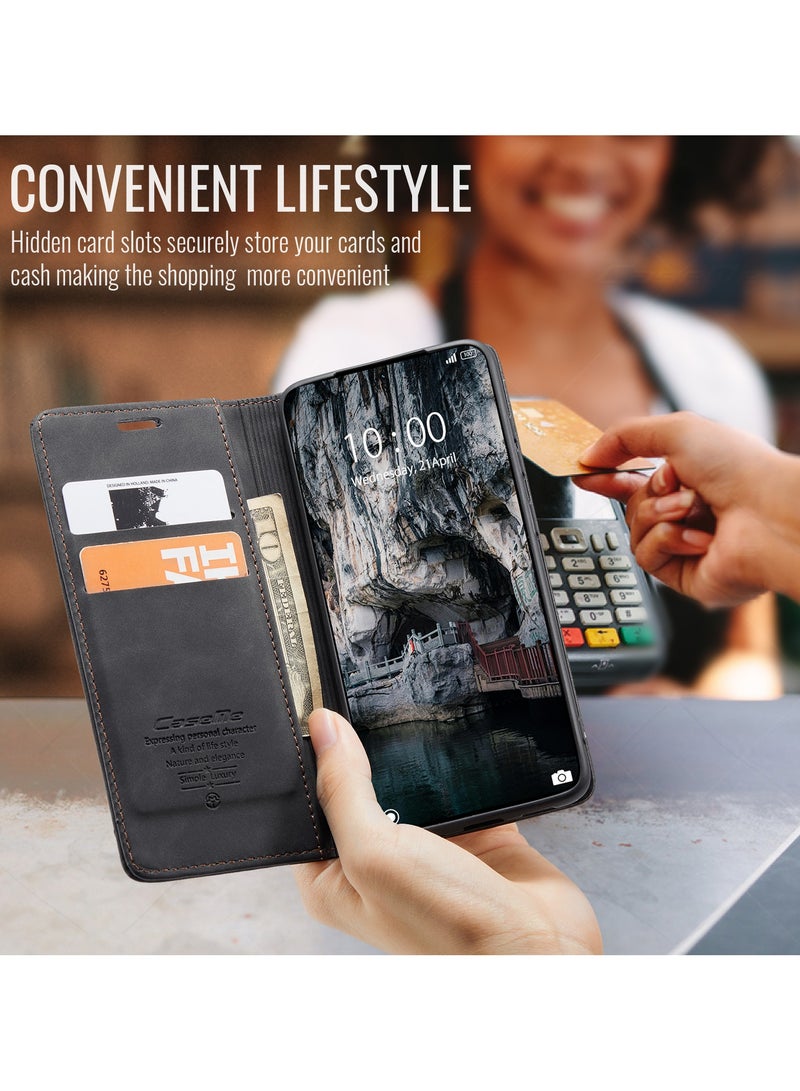 CaseMe For Xiaomi 15T Cover, PU Leather Flip Cover with Card Holder, RFID Blocking Magnetic Closure, Foldable Stand, Shockproof Protective Phone Case - Image 4