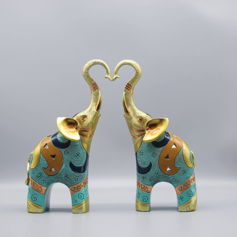 Sugutee Large Gold Elephant Statue for Home Decor Small Elephant Figurines 2 Pcs Medium