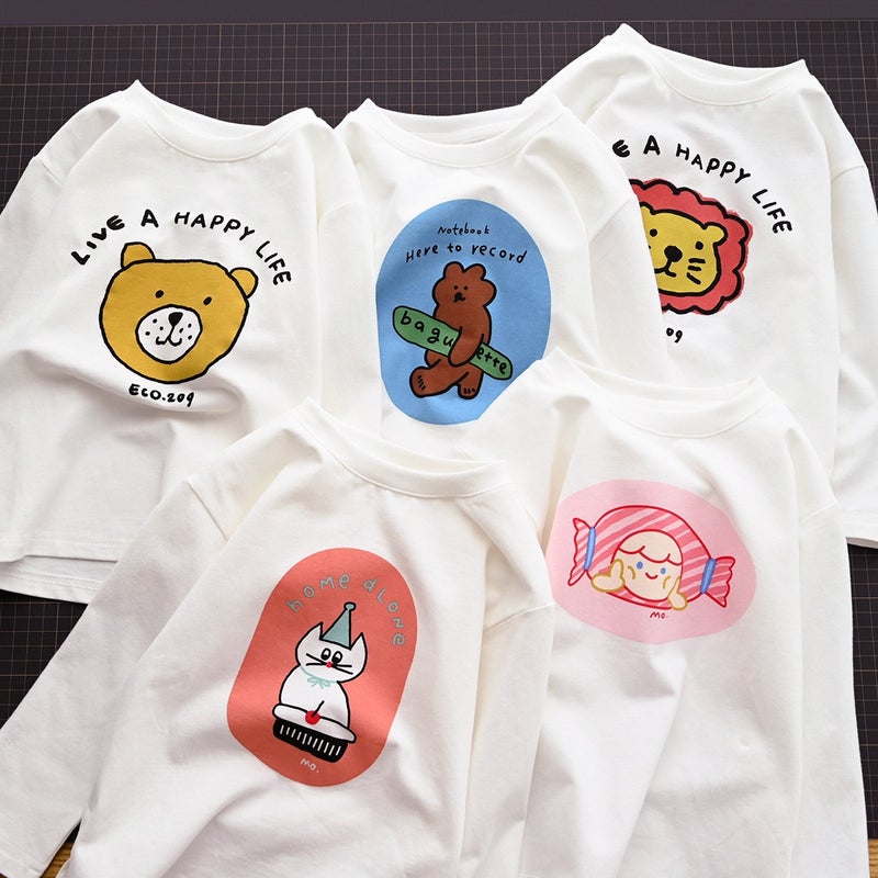 Basic Small White T Children'S Solid Color Long Sleeve Top Boys And Girls Cartoon Base Shirt Autumn New Children'S Wear - Image 3