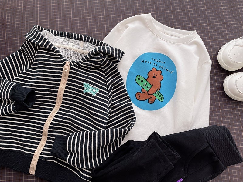 Basic Small White T Children'S Solid Color Long Sleeve Top Boys And Girls Cartoon Base Shirt Autumn New Children'S Wear - Image 1