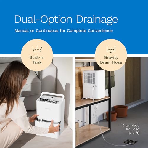 hOmeLabs Dehumidifier 1,800 Sq Ft Wi-Fi (8 Pint MAX 24 Pint at 95°F, 90% RH) for Advanced Humidity & Moisture Control, Quiet, Efficient, Auto Shut-off, Ideal for Home, Basement, Office - Image 3