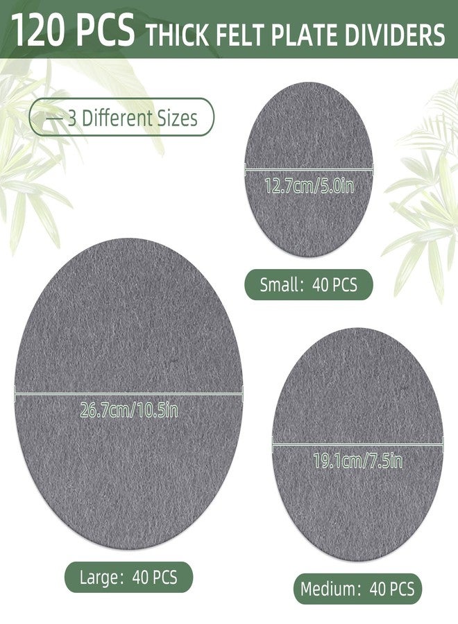 Cskunxia 120Pcs Plate Separators Storage, Soft Felt Plate Dividers, Round Dish Storage Protectors Pads with 3 Different Size (Grey) - Image 2