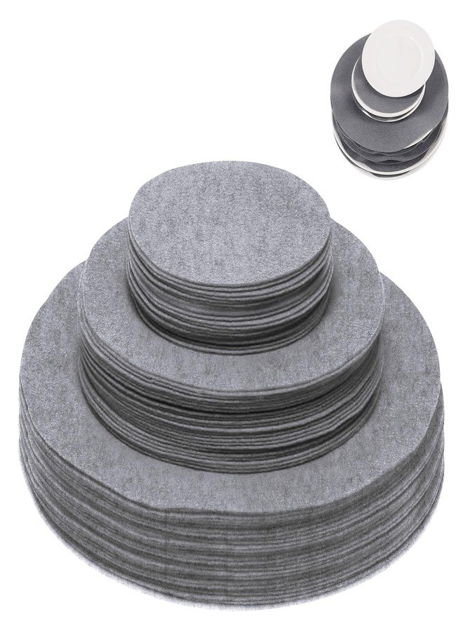 Cskunxia 120Pcs Plate Separators Storage, Soft Felt Plate Dividers, Round Dish Storage Protectors Pads with 3 Different Size (Grey) - Image 1