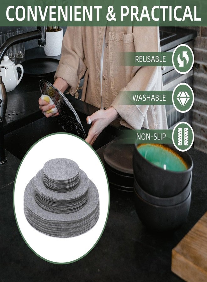 Cskunxia 120Pcs Plate Separators Storage, Soft Felt Plate Dividers, Round Dish Storage Protectors Pads with 3 Different Size (Grey) - Image 4