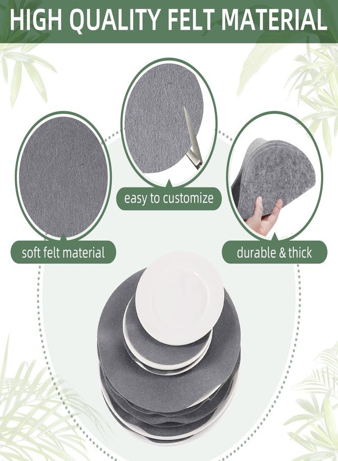Cskunxia 120Pcs Plate Separators Storage, Soft Felt Plate Dividers, Round Dish Storage Protectors Pads with 3 Different Size (Grey) - Image 3