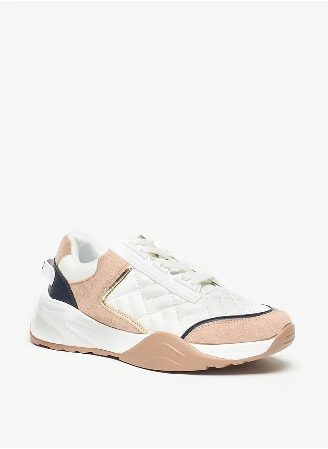 Flora Bella By Shoexpress Quilted Sports Shoes with Lace-Up Closure