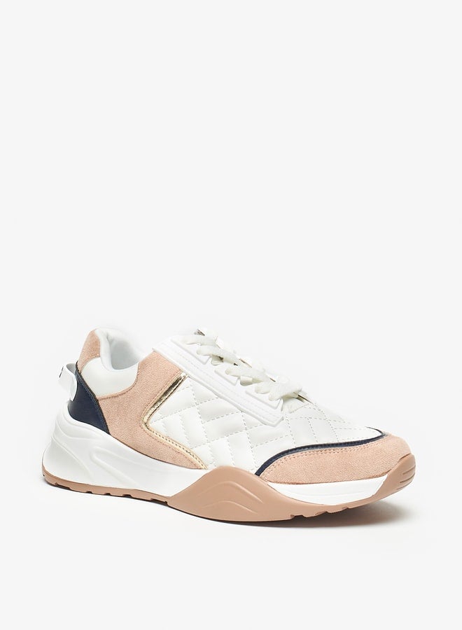 Flora Bella By Shoexpress Quilted Sports Shoes with Lace-Up Closure - Image 1