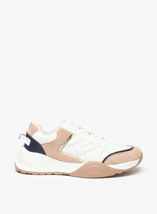 Flora Bella By Shoexpress Quilted Sports Shoes with Lace-Up Closure