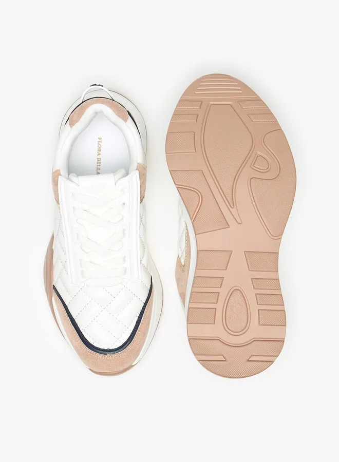 Flora Bella By Shoexpress Quilted Sports Shoes with Lace-Up Closure