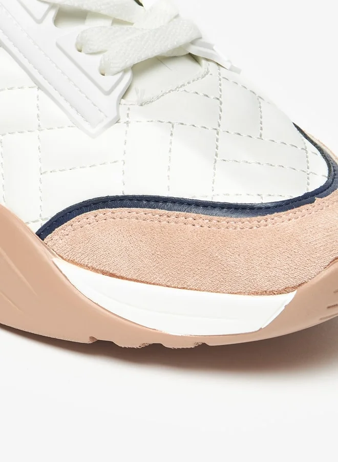 Flora Bella By Shoexpress Quilted Sports Shoes with Lace-Up Closure