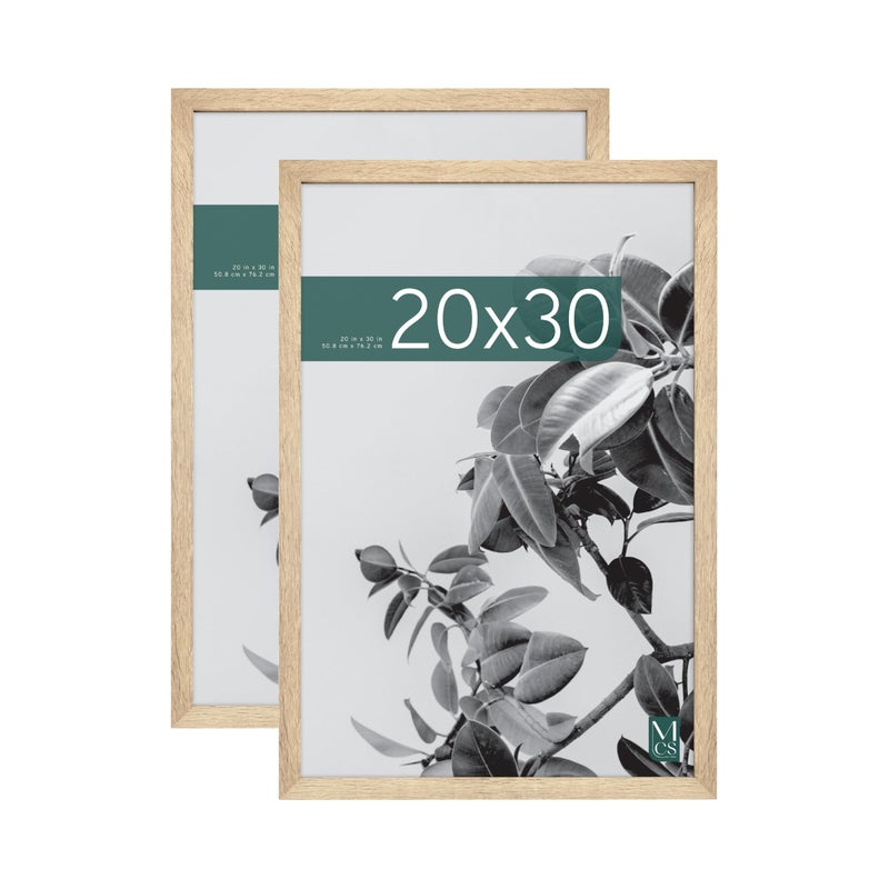 MCS Studio Gallery 20x30 Poster Frame Natural Woodgrain Engineered Wood, Vertical & Horizontal Wall Hanging Large Picture Frame for Photos, Posters & Art Prints (2-Pack) - Image 1