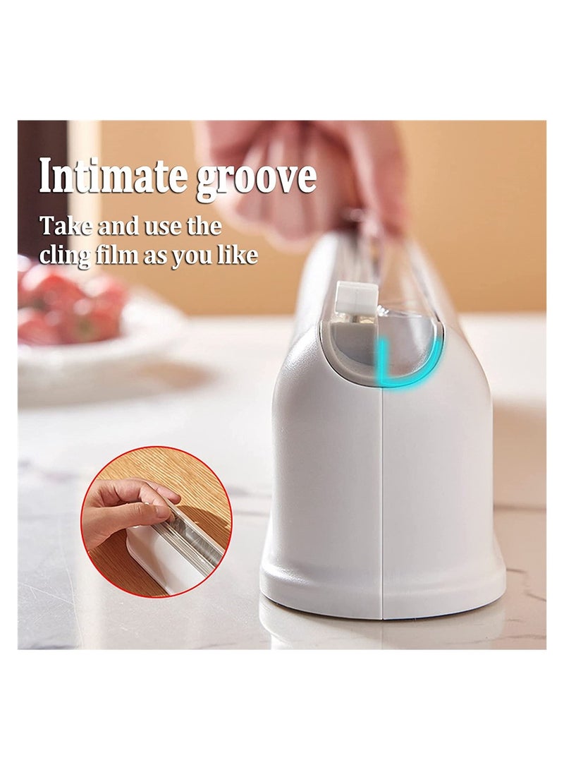 Cling Film Dispenser with Cutter Reusable Plastic Food Wrap Dispenser Cutter for Cling Film, Tin Foil, Kitchen Wall-Mounted Cling Film Storage and Cutting Box, With 1 Box of Plastic Wrap - Image 3