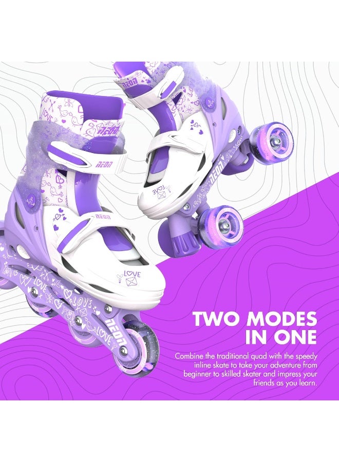 Yvolution Quad and Inline Skates Neon Combo 2-in-1 Skates for Kids with LED Wheels | Adjustable Sizing - Image 3