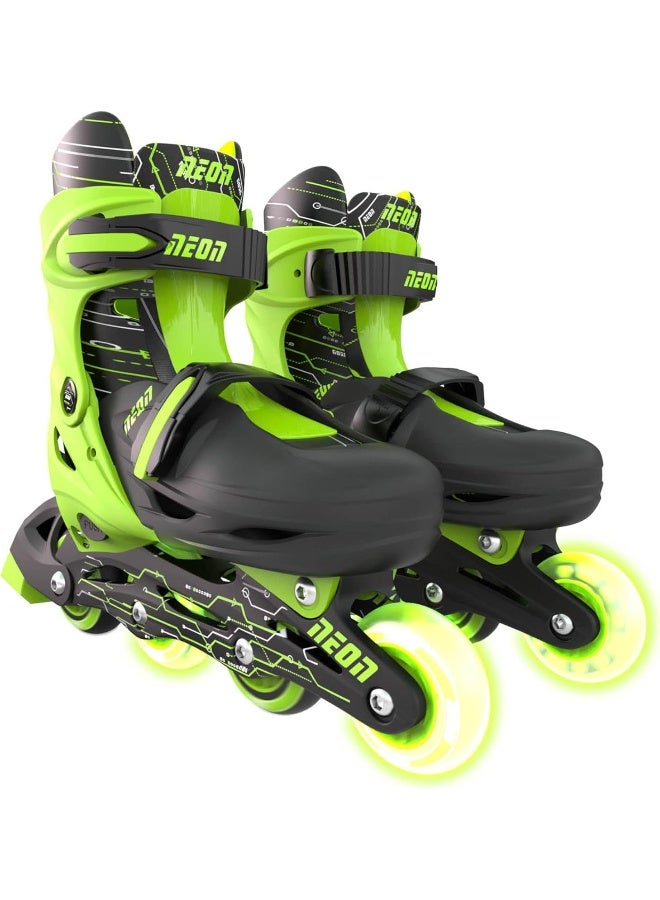 Yvolution Quad and Inline Skates Neon Combo 2-in-1 Skates for Kids with LED Wheels | Adjustable Sizing - Image 2