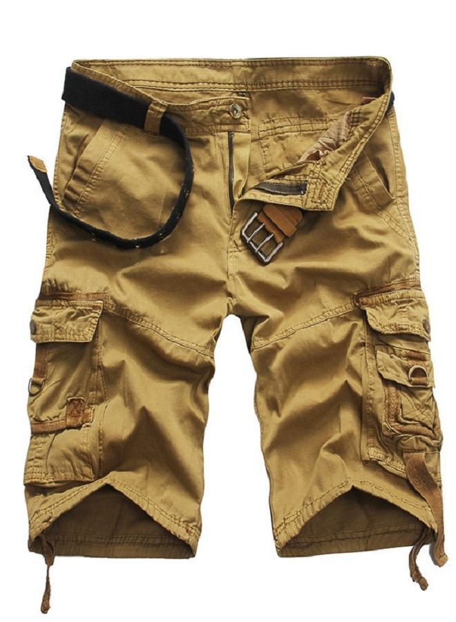 Men's Large Multi Pocket Loose Cropped Shorts 