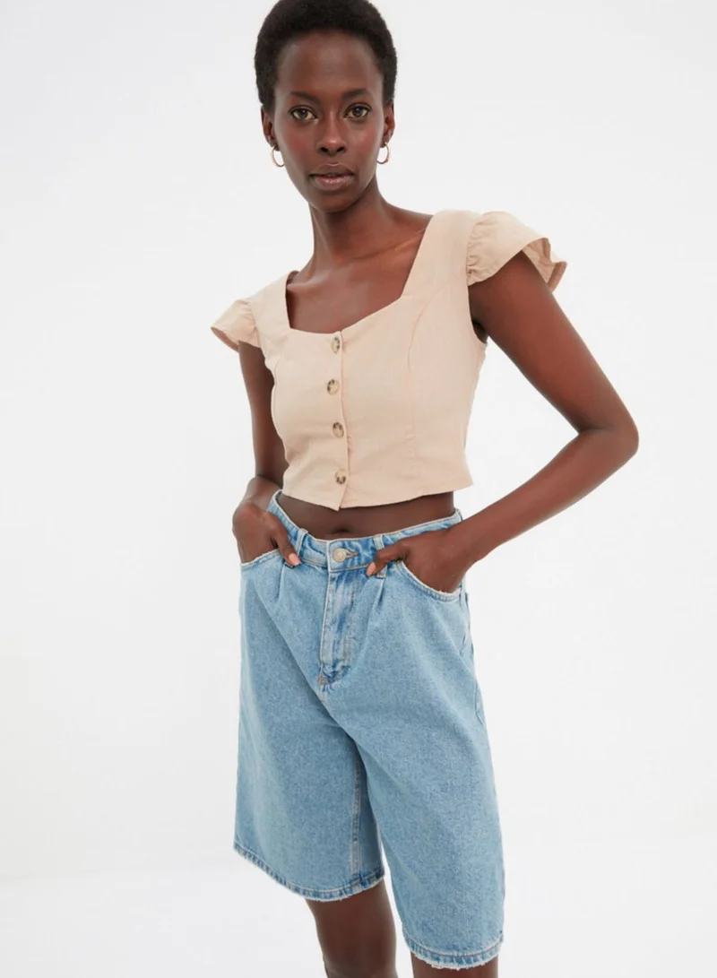 trendyol Button Detail Crop Top