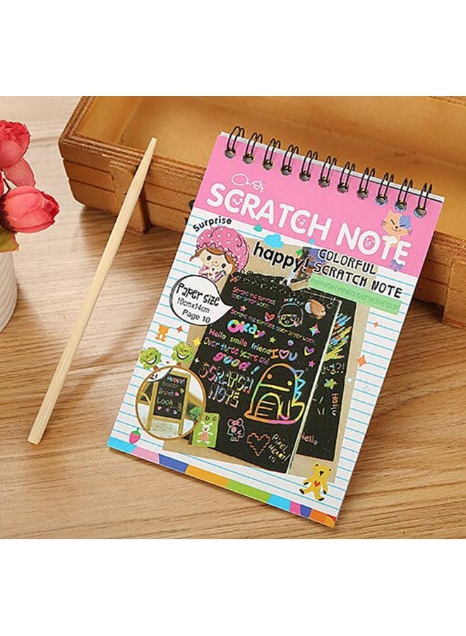 ® Scratch Notepad Pack of 3 with Magical Rainbow Color, Notepad with Pencil Stick, Educational Toy for Kids - Image 2