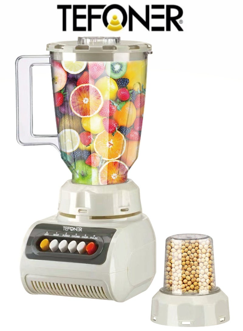 TEFONER 1.5-liter electric blender. 2-in-1 electric mixer grinder with 450 watts of power. Multi-speed blender machine with varying blending power. A versatile and easy-to-use electric grinder machine kitchen for home use. - Image 1