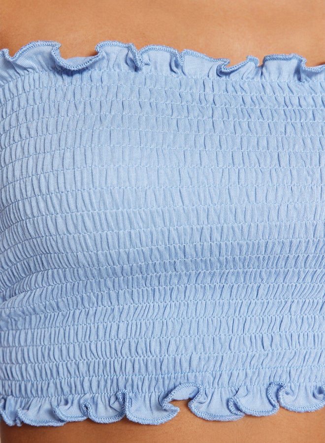 trendyol Light Blue Strapless Flexible Knitted Blouse  - Image 5