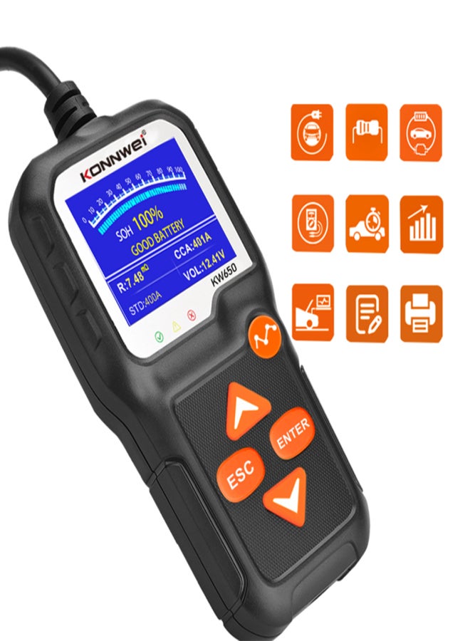 KONNWEI Car Battery Tester 12V Car Auto Battery Load Tester on Cranking System and Charging System Scan Tool Battery Tester Automotive for Cars/SUVs/Light Trucks - Image 5