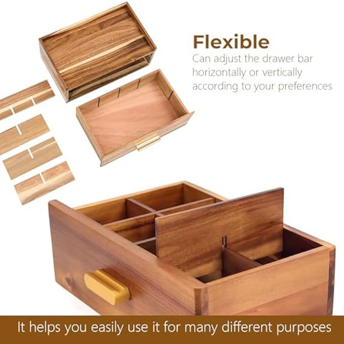 Beauenty Acacia Wood Tea Bag OrganizerTea Organizers And Storage Box Tea Caddy For Tea Bags Storage Drawer Tea Station Chest Display Wooden 8 Compartment Tea Bag Organizer - Image 4