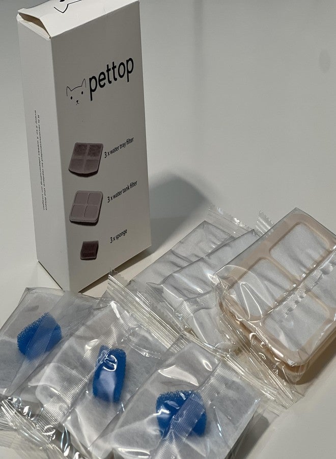 Pettop فلتر بديل لنافورة مياه القطط بدون مضخة من PetTop® - 3 مجموعات فلتر - ترشيح ثلاثي المراحل - موزع مياه على شكل أخطبوط صغير - Image 4