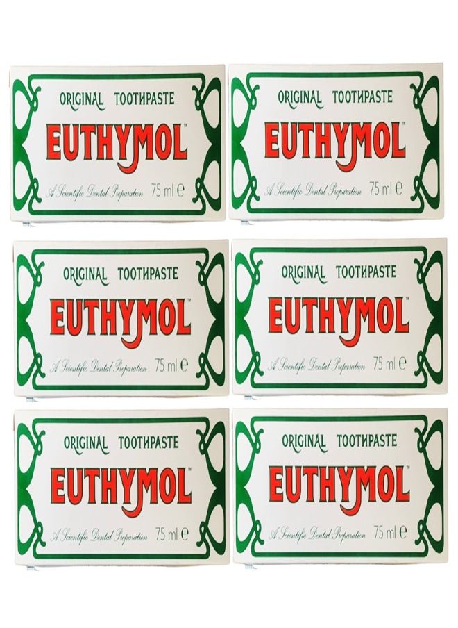 Euthymol Pack Of 6 Original Toothpaste 6 x 75ml 