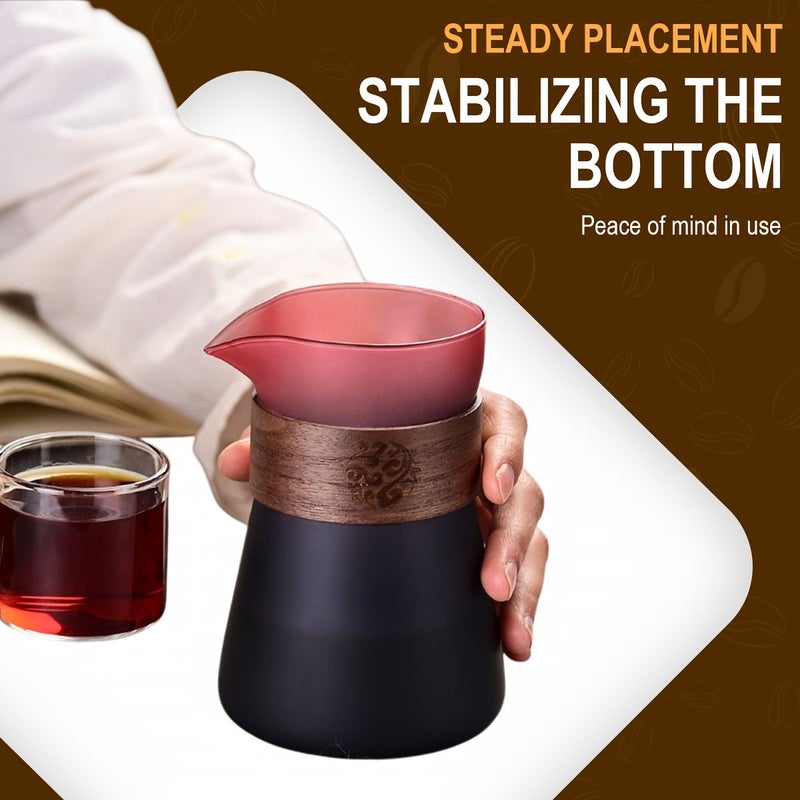 2 Pack 500ml Pour Over Coffee Maker With Bamboo Heat Resistant Layer Grey Hand Brewed Filter Cup Portable Glass Carafe High Borosilicate Espresso Shot Glass For Home Cafe Restaurant Camping - Image 2