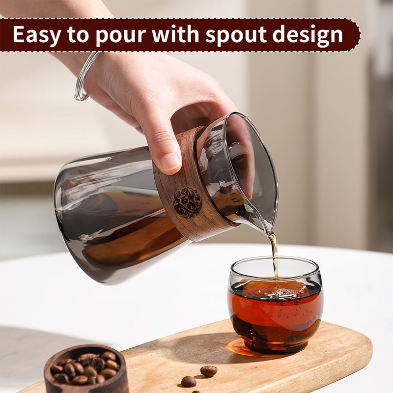 2 Pack 500ml Pour Over Coffee Maker With Bamboo Heat Resistant Layer Grey Hand Brewed Filter Cup Portable Glass Carafe High Borosilicate Espresso Shot Glass For Home Cafe Restaurant Camping - Image 4