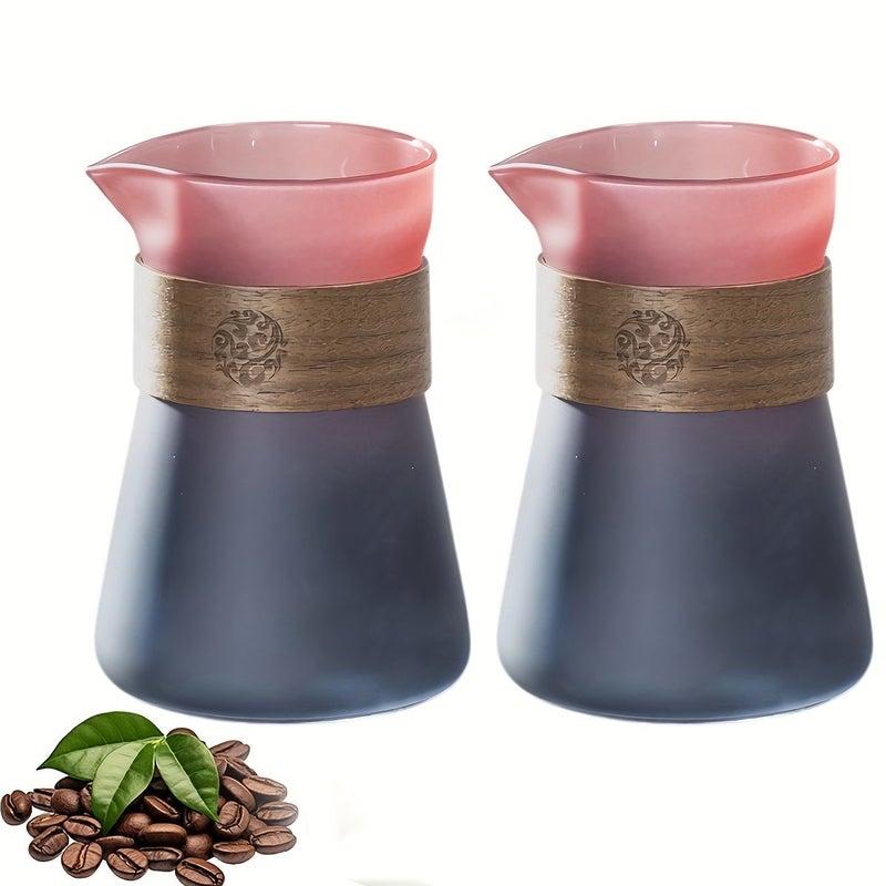 2 Pack 500ml Pour Over Coffee Maker With Bamboo Heat Resistant Layer Grey Hand Brewed Filter Cup Portable Glass Carafe High Borosilicate Espresso Shot Glass For Home Cafe Restaurant Camping - Image 1