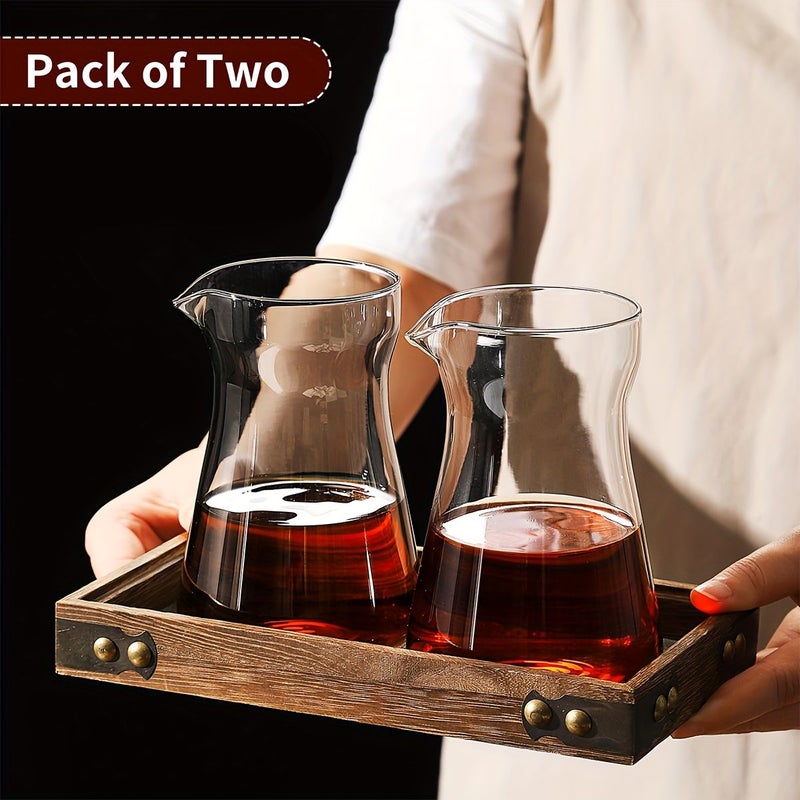 2 Pack 500ml Pour Over Coffee Maker With Bamboo Heat Resistant Layer Grey Hand Brewed Filter Cup Portable Glass Carafe High Borosilicate Espresso Shot Glass For Home Cafe Restaurant Camping - Image 5