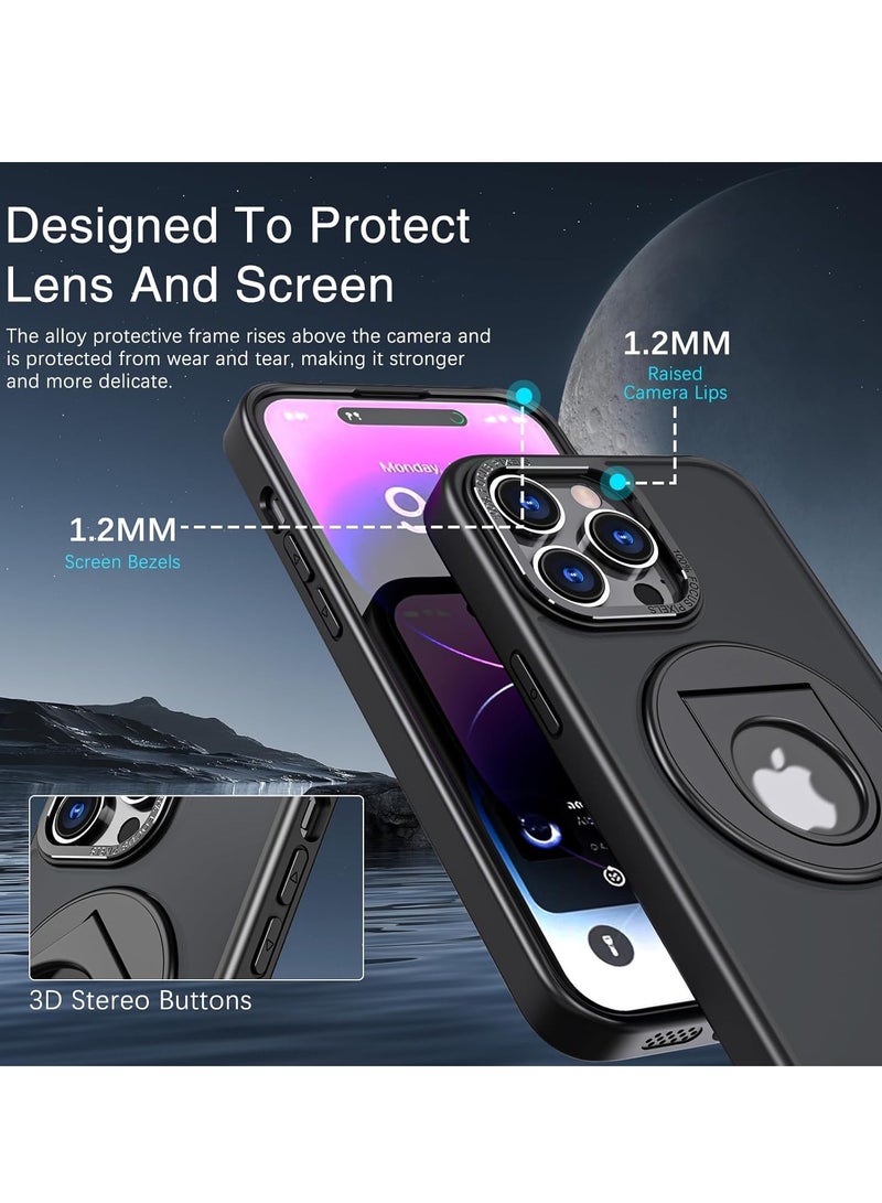 Compatible with Magnetic iphone 13 Pro Case, Swivel Cutout Ring Holder Compatible with MagSafe, Shockproof Translucent Matte Back Protective,for iphone 13 Pro (2021) 6.1" Cover Black - Image 5