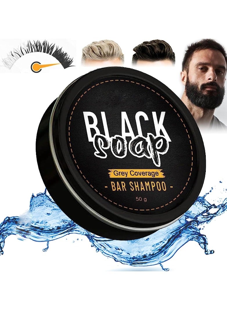 Black Soap 1pcs Men's Grey Coverage Bar Shampoo Hair Darkening Black Soap For Grey Hair Cover - Image 1