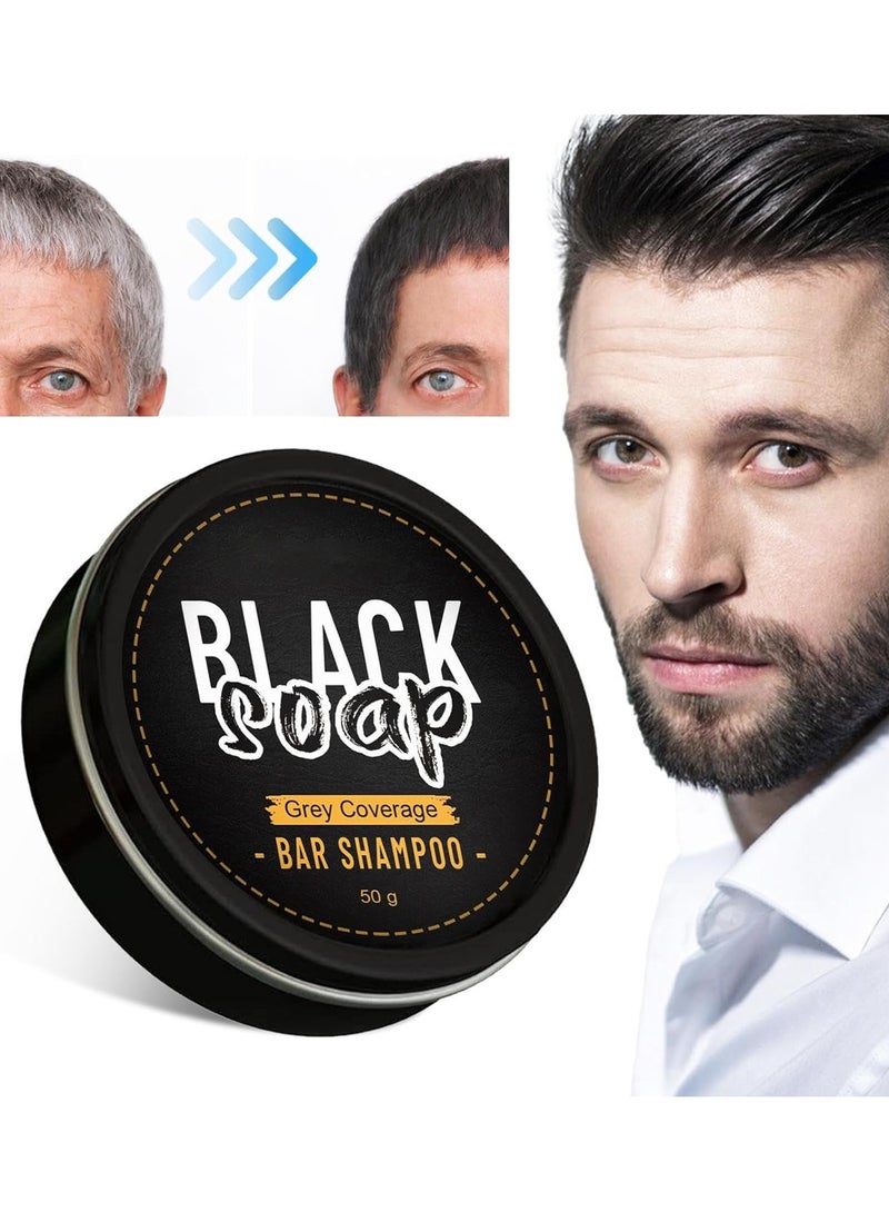 Black Soap 1pcs Men's Grey Coverage Bar Shampoo Hair Darkening Black Soap For Grey Hair Cover - Image 2