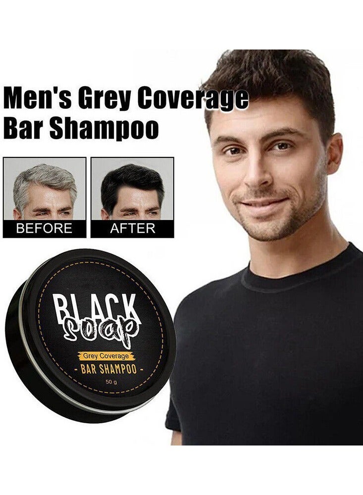 Black Soap 1pcs Men's Grey Coverage Bar Shampoo Hair Darkening Black Soap For Grey Hair Cover - Image 3