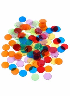 Y&D 240 Transparent 6 Color Clear Bingo Counting Chip Plastic Markers, for Kindergarten, Sensory Play and Light Panels (Multicolored)  - Image 1