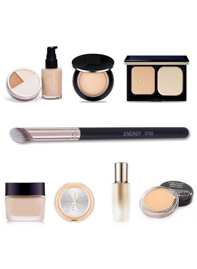 Energy - Angled Flat Concealer Brush Under Eye Concealer Nose Contour Brush For Bronzer Liquid Foundation Cream Cosmetic Press Powder Concealer Palette Blending Buffing Stippling Brush Small 370S - Image 1