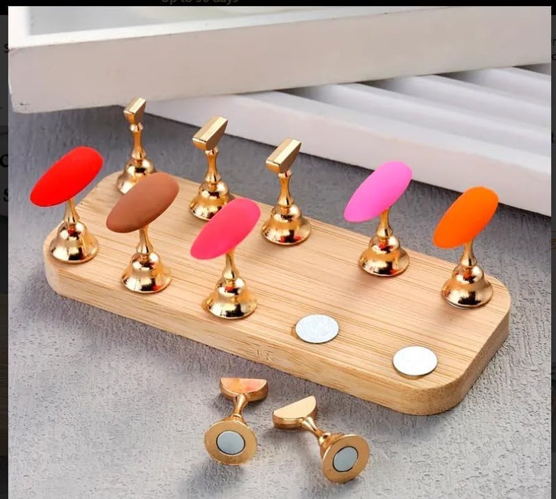 BOLT BEE Nail Holder for Painting Nails Super Magnetic Nail Stand for Press on, Home & Salon (short brown) - Image 3