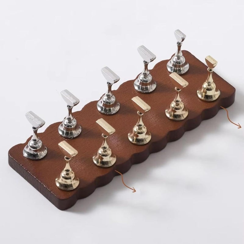 BOLT BEE Nail Holder for Painting Nails Super Magnetic Nail Stand for Press on, Home & Salon (short brown) - Image 1