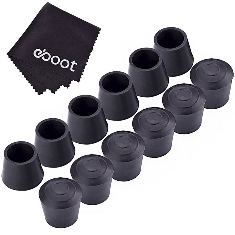 إي بوت أغطية أطراف أرجل الكراسي والطاولات المطاطية من إيبوت، 7/8 بوصة، عبوة من 12 قطعة، أسود - Image 1