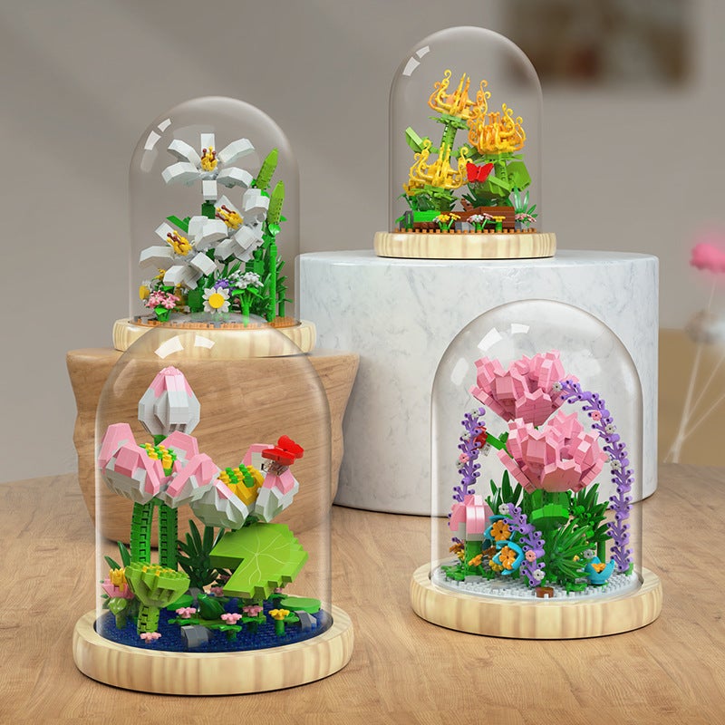 Selling Sunflower, Rose, Carnation Artificial Flowers, Micro-Particle Building Block Flowers, Christmas Gifts For High-Level Building - Image 2